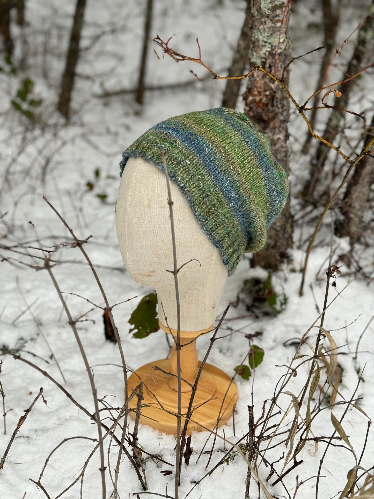 Handspun Wool & Silk Striped Hat