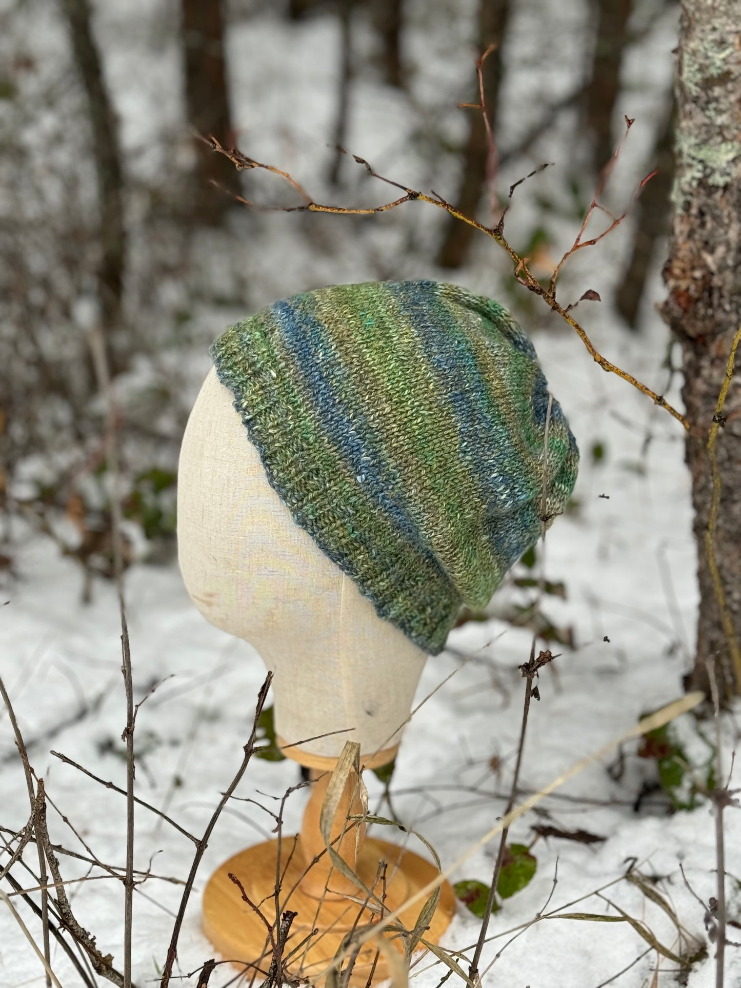 Handspun Wool & Silk Striped Hat