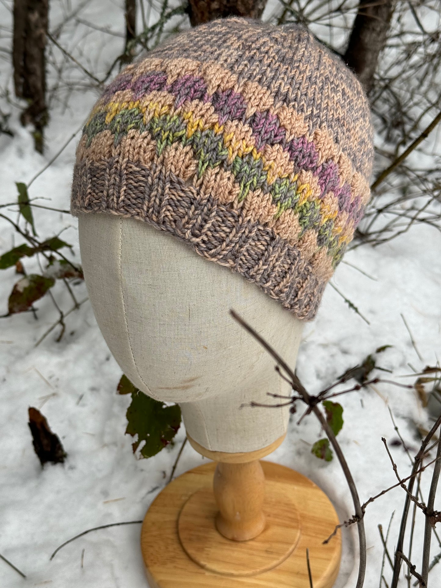 Naturally Dyed Merino Wool Handknit Beanie