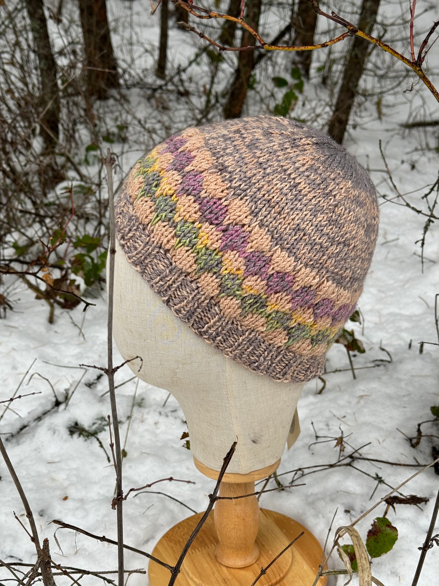 Naturally Dyed Merino Wool Handknit Beanie