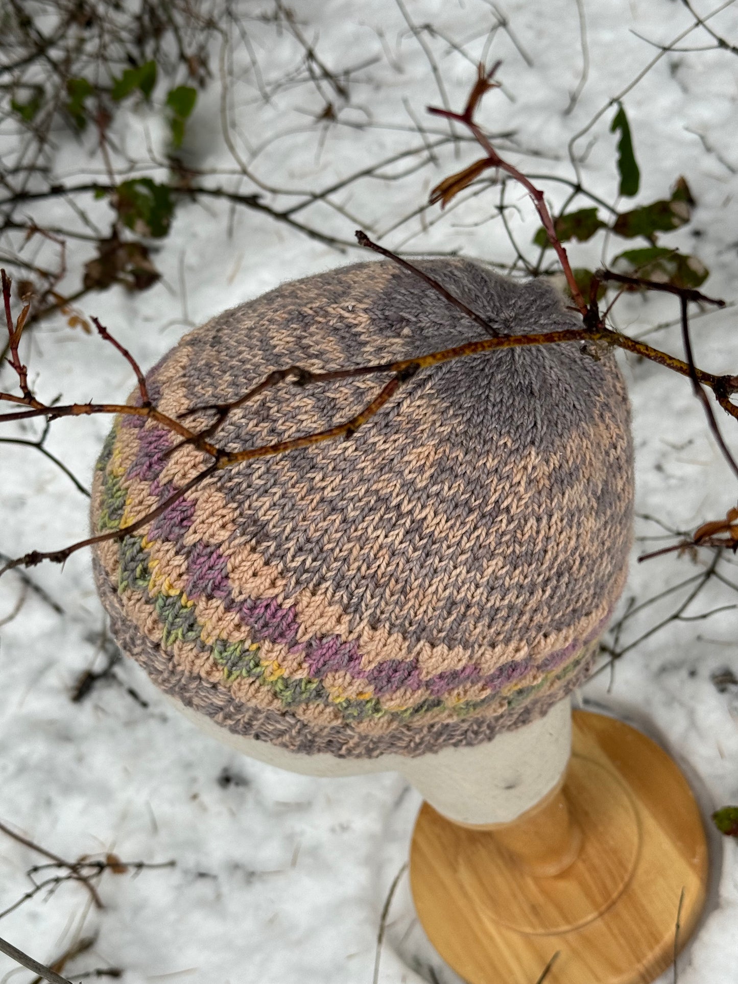 Naturally Dyed Merino Wool Handknit Beanie