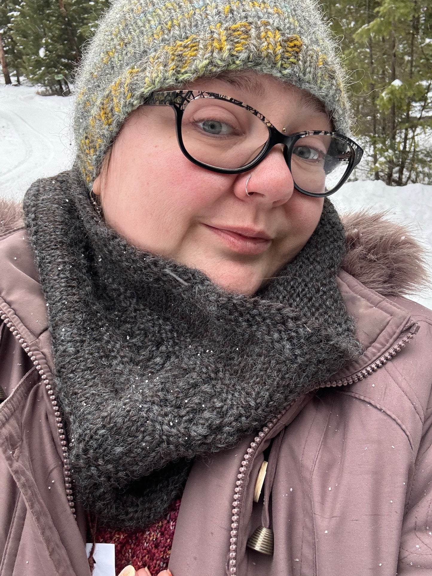 Naturally Dyed Handspun & Knit MT Wool Cowl
