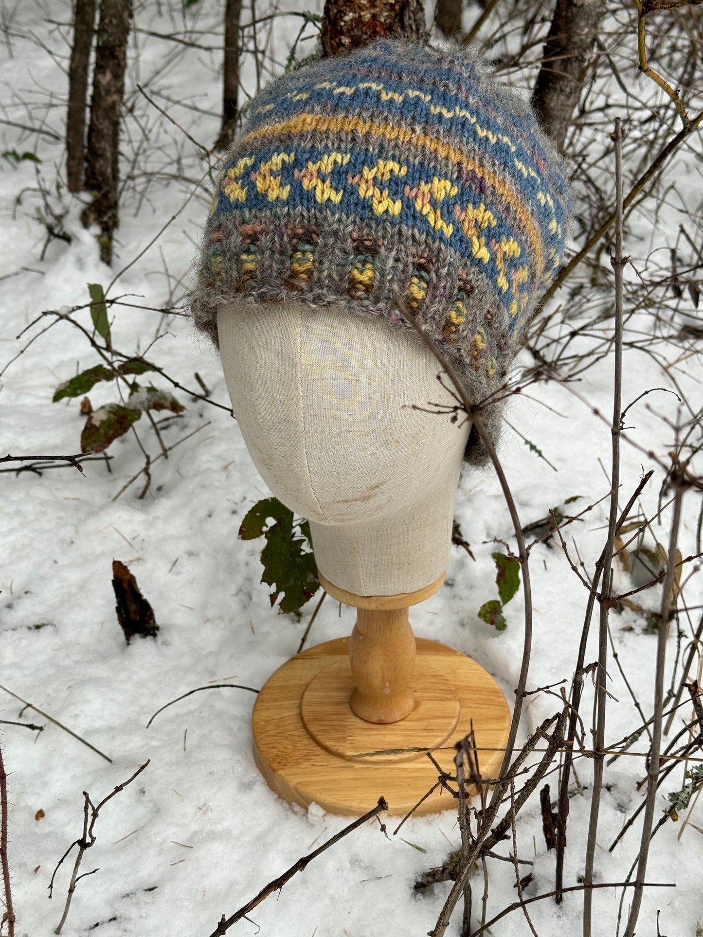Naturally Dyed Handspun Wool, Alpaca & Silk Colorwork Hat
