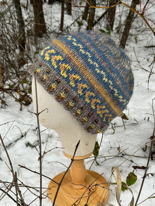 Naturally Dyed Handspun Wool, Alpaca & Silk Colorwork Hat
