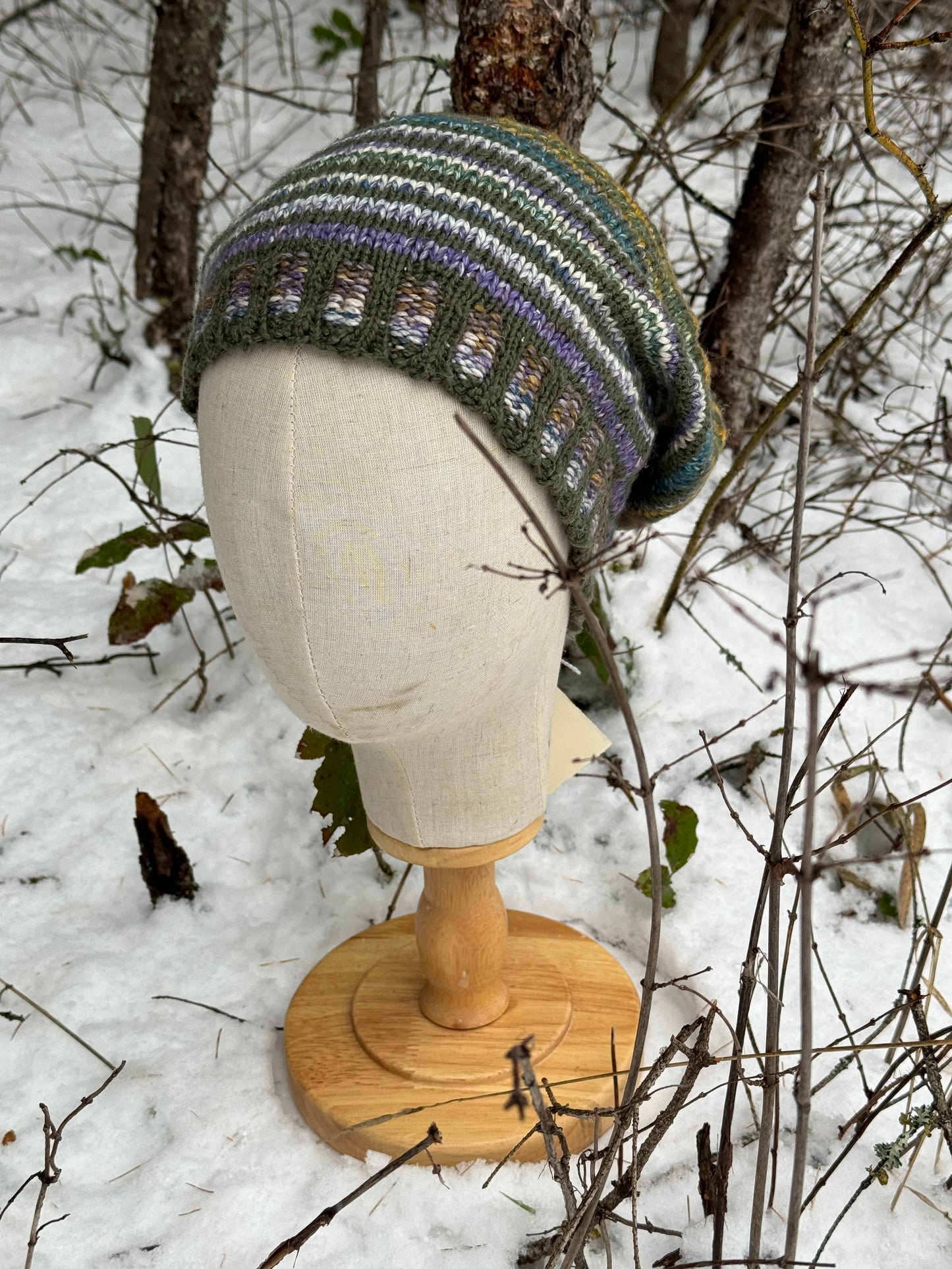 Cotton & Silk Striped Slouch Hat
