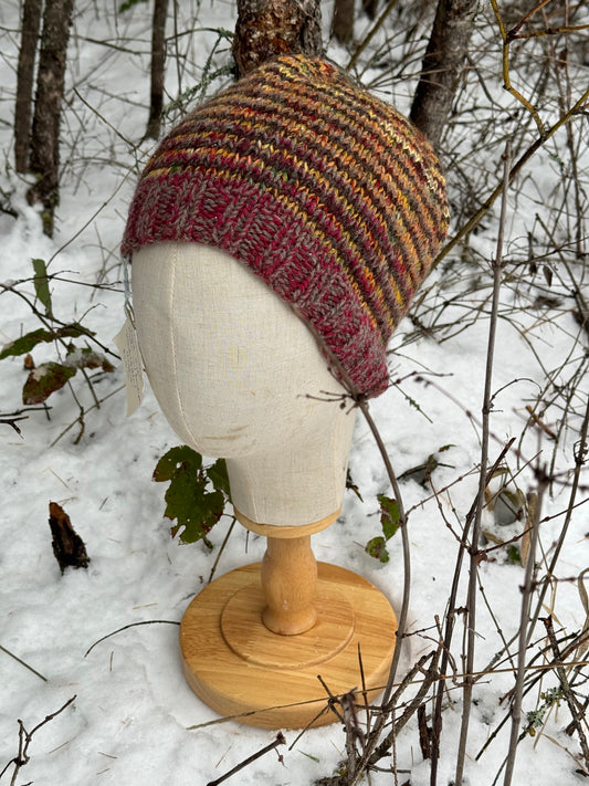 Naturally Dyed Wool, Silk & Angora Striped Hat